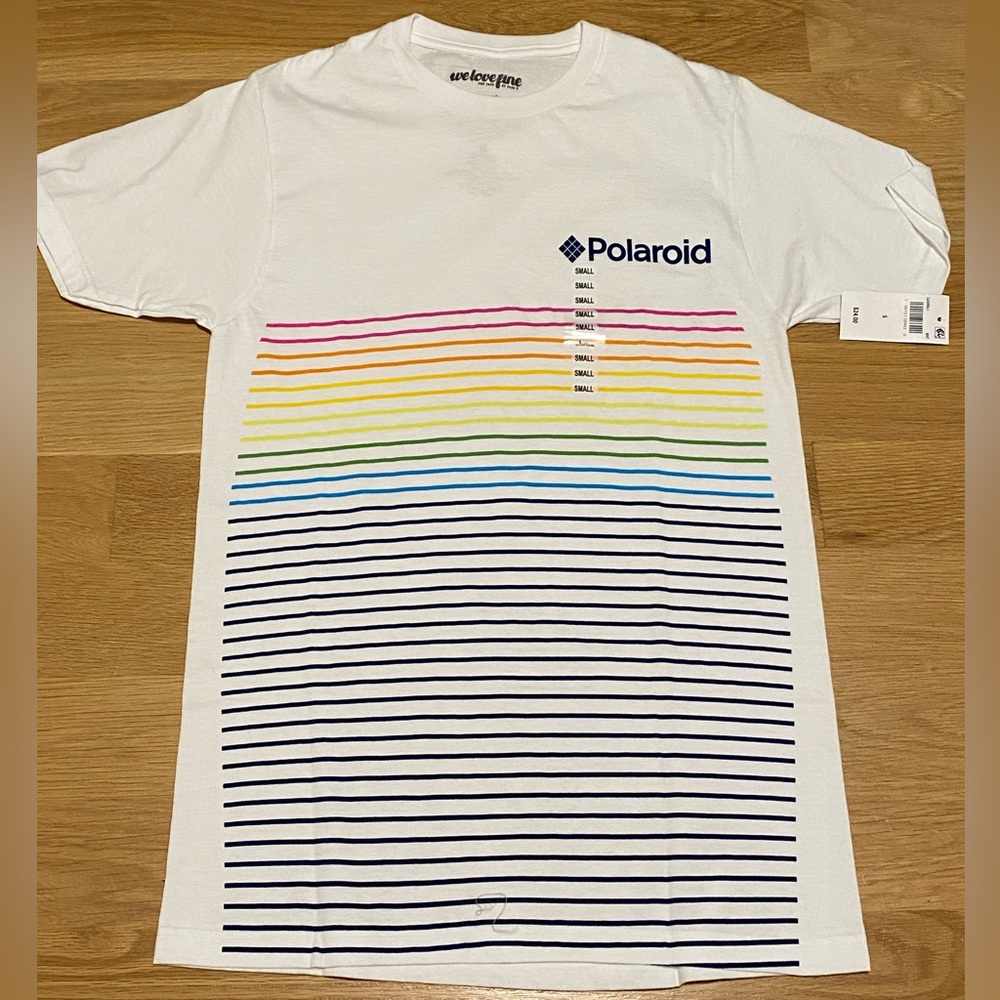 Polaroid Rainbow Striped Vintage Style Tshirt